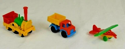 (3) Small Vintage Plastic Vehicles Made In Western Germany Truck Train Airplane - Image 1 of 4