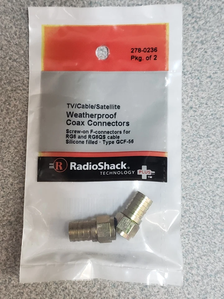 RadioShack Weatherproof RG6 Coax Connectors 278-0236 - Image 1 of 1
