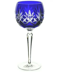 Ajka kobaltblau gefasst geschliffen auf klarem Kristall Weinballon Kelch neu signiert - Bild 1 von 3