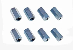 8 Pack 1/2-13 to 3/8-16 x 1 1/4" Long Reducer Coupling Nut - Zinc Plate 509900 - Picture 1 of 3