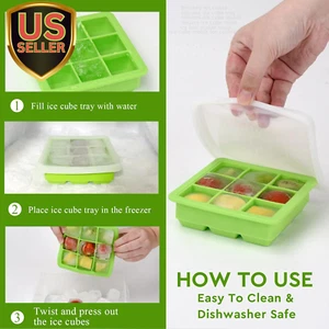 Ice Cube Tray with Lid (9X2 Pcs), Small Ice Cube Trays, Silicone Ice Cube Tra... - Picture 1 of 1