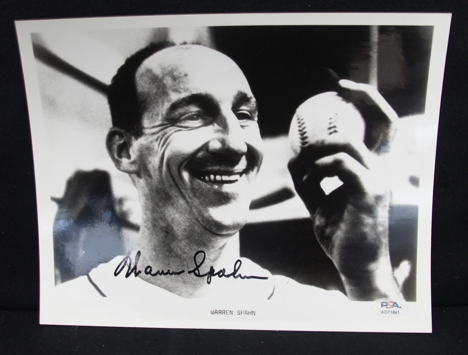 WARREN SPAHN Autographed 8x10 Photo PSA/DNA MILWAUKEE BRAVES HOF AUTO - Image 1 of 1