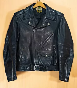 Vtg 1950's Campus Top Grain Steerhide Leather Motorcycle Biker Jacket size 40 - Picture 1 of 5