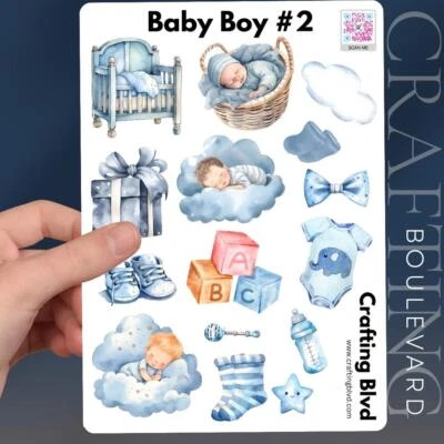 BABY BOY2 A5 Sticker sheet Vinyl BABY SHOWER dECAL CRAFT SCRAPBOOK EMBELLISHMENT - image 1 of 4