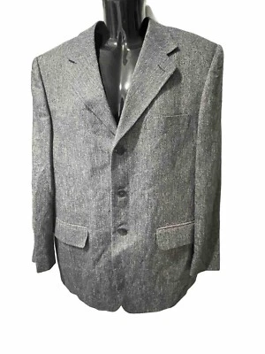 Chaqueta Versini para hombre 100 % seda marrón de un solo pecho 3 botones abrigo deportivo talla 40S#13 Foto 1 de 4