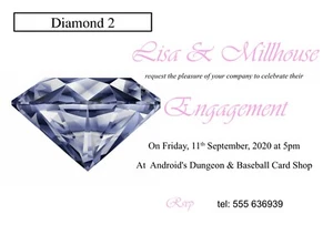 50 invites Diamond Heart Engagement Invitation Cards - 50 invites - Picture 1 of 5