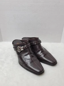 Brighton Tapa Ladies Size 10 M Slide Mule Heel Dark Brown Leather Shoes - Picture 1 of 8