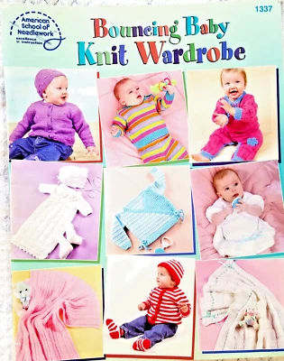 Amer School Needlework 1337 BOUNCING BABY KNIT WARDROBE (9) 56pg booklet 2003 - Image 1 of 4