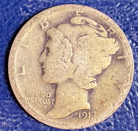 1917-P Mercury Dime Solid Better Tough Early Date 90% Silver Coin #D344 Cover