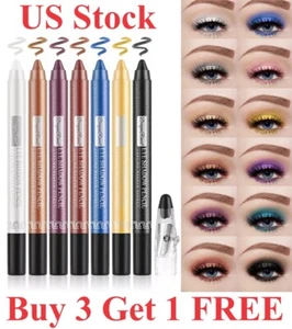 Highlighter Eyeshadow Pencil Waterproof Glitter Matte Eye Shadow Makeup Pigment - Picture 1 of 33