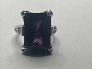 Anillo cuadrado de amatista de plata de ley 925 hecho a mano - talla 6 - Imagen 1 de 7