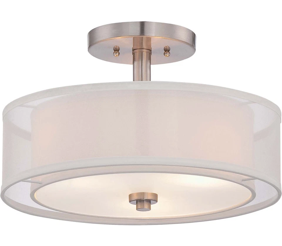 Minka Lavery Parsons Studio, 3-Light Semi Flush Ceiling, 180 Total Watts, Nickel - Image 1 of 1