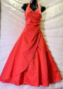 Vintage Jodi Kristopher Floral Bead Halter Tulle Lined Long Gown Size 3 Dress - Picture 1 of 16