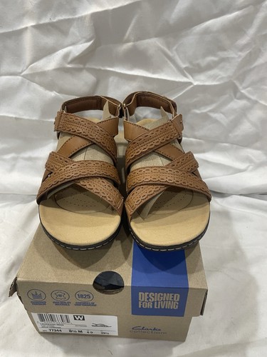 Sandalo donna Clarks Laurieann Rena pelle marrone combinato taglia 8 5 M