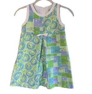 Vintage Lilly Pulitzer Fish & Lizards Shift Dress Size 6X Green & Blue - Picture 1 of 18