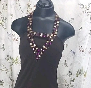 Vintage Y2K Morgan & Co Halter Dress Size 7/8 High Low McBling Chocolate Brown - Picture 1 of 10