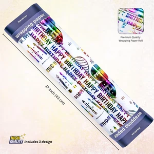 colourful birthday gift wrapping paper rolls 3rolls. Each 300CM long 43CM wide - Picture 1 of 9