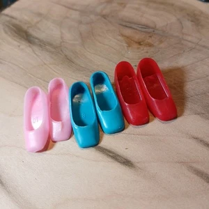 Vintage Barbie Doll Shoes Square Toe Heel Set Of 3 Pair Fashion Accessory - Picture 1 of 6