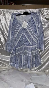 Together Blue & White Blouse weekend outfit Size L/12 - Picture 1 of 4