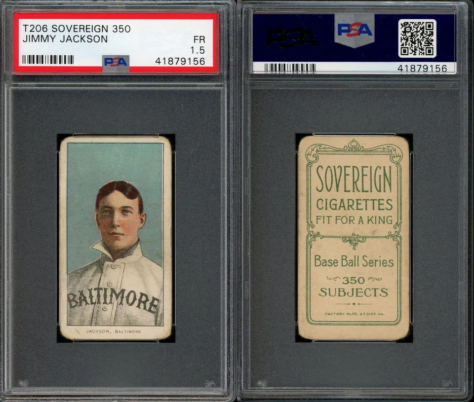 1909 - 11 T206 吉米·杰克逊 巴尔的摩金莺队 PSA 1.5 * * Sovereign 350 * * — 第 1/1 张图片
