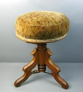 Gründerzeit Klavierhocker Holz Metall Hocker höhenverstellbar alt antik um 1880 - Bild 1 von 17