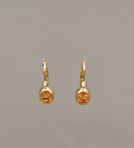 9906066 925er Silver Gold Plated Earrings Citrine Bead L2cm - Imagen 1 de 2
