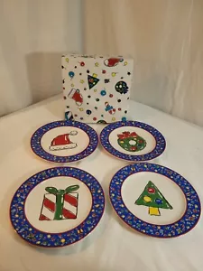 Block Christmas Party Plates Dessert or Salad-set of 4. - Picture 1 of 9