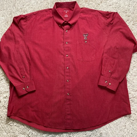 Texas Tech Red Raiders Shirt Mens XXL Antigua Red Plaid Button Down Long Sleeve Cover