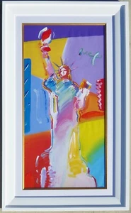 Peter Max Statue of Liberty 2000 II One-Of-A-Kind Acrylic Mixed Media Art FRAMED - Picture 1 of 7