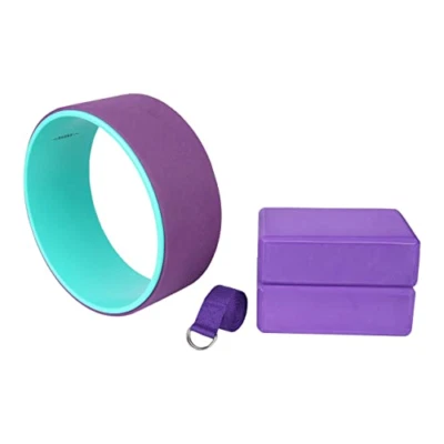 EXERZ 13" Pro Yoga Wheel Set Yoga Wheel 2 Blocks Belt for Yoga Pilates Back Roller
