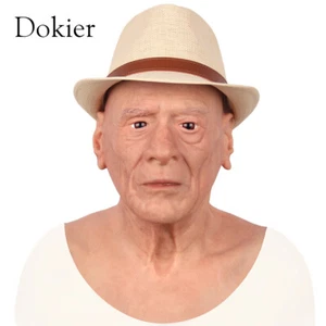 Dokier Realistic Silicone Old Man Mask Full Male Head Mask Disguise Cosplay Mask - Picture 1 of 13