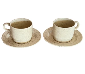Homer Laughlin Country Sage Speckled Cup & Saucer 4 Pieces Stackable - Picture 1 of 12