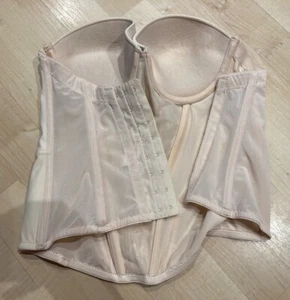 FELINA Nude Bustier Wired Corset Waist Sinching Nordstrom Boned 34c Marked - Picture 1 of 8