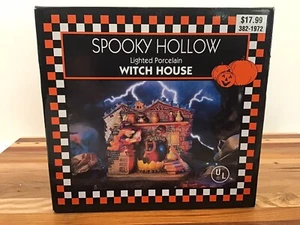 Casa de brujas de porcelana iluminada hueca espeluznante de Halloween 1997 vintage sin luz - Imagen 1 de 10