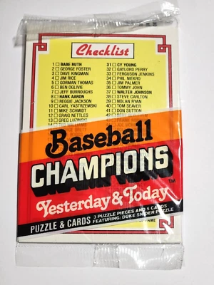 1984-BASEBALL CHAMPIONS YESTERDAY AND TODAY - SEALED PACK of 5 CARDS & 1 PUZZLE - Image 1 of 3