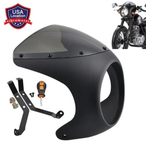 7" Universal Motorcycle Headlight Fairing Windshield Cover For Cafe Racer Style - Picture 1 of 15