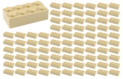 ☀️100 全新乐高 2x4 棕褐色砖块(ID 3001)散装零件米色哈利波特城 — 第 1/2 张图片