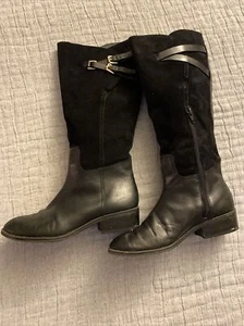 Stivali da equitazione Ralph Lauren donna neri in pelle e camoscio Maren taglia 7 - Foto 1 di 6