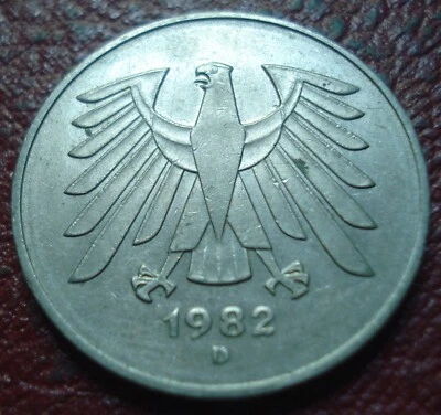 1982-D GERMANY 5 MARK IN EF CONDITION - Image 1 of 2