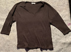Natura Women’s Thermal V Neck Size Small Black Long Sleeve Shirt/ Comfort Simple