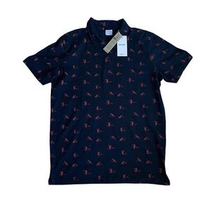 Jack & Jones Mens Navy Blazer Jorhex Polo Short Sleeve Birds Print Polo T Shirt  - Picture 1 of 8