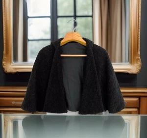 Vintage A SPECIALTY HOUSE FASHION Wool Bl.Cape Shawl Stole O/S Evening Black - Picture 1 of 9