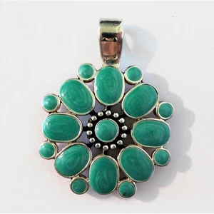 Premier Designs Flip Side Pendant Turquoise Red Enamel Antique Silver Plated - Picture 1 of 5