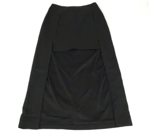 Luvalot Skirt Black Size 12 Pencil Stretch Hi Lo Short Front Long Back Lined - Picture 1 of 8