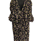 City Chic Black Floral Print 3/4 Sleeve Ruched Midi Dress L/20