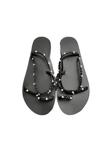 Ancient Greek Sandals Women's Eleftheria  Pearls Sandals, Black, SIZE 7 - Picture 1 of 9
