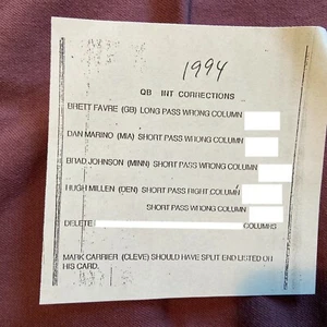 1994 STRAT-O-MATIC FOOTBALL QUARTERBACK CARDS INTERCEPTION OUTCOME CORRECTIONS - Picture 1 of 1