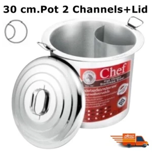 30 cm.Pot 2 Channels+Lid Thai Noodle Stockpot Stainless Steel Zebra Chef Food So - Picture 1 of 7