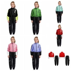 Kids Girls Coat With Trousers Casual Sweatsuit Performance Tracksuit Fall Jazz - Picture 1 of 60