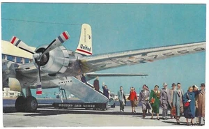 Postal cromada vintage de Airplanes Airlines United DC-6 y DC-6B Mainliners - Imagen 1 de 2